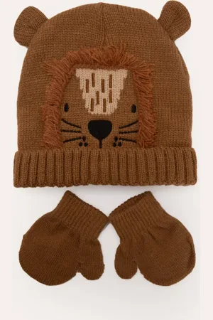 C&A Gorro infantil leão com luvas marrom