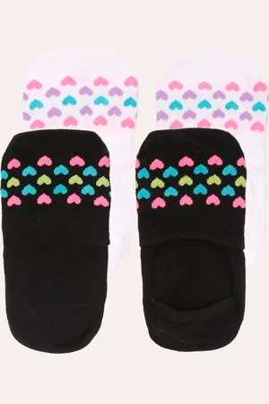 C&A Kit de 2 pares de meias invisível corações olorido