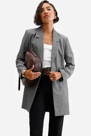 C&A Casaco feminino alongado xadrez preto