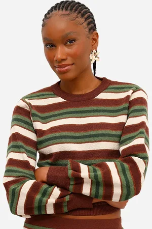 C&A Suéter feminino de tricot listrado texturizado