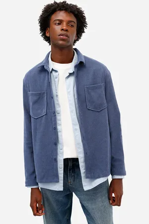 C&A Camisa masculina manga longa canelada azul