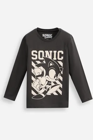 C&A Blusa de algodão infantil manga longa sonic cinza