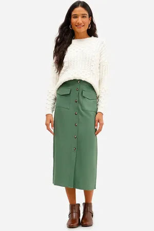 C&A Saia midi feminina com linho verde