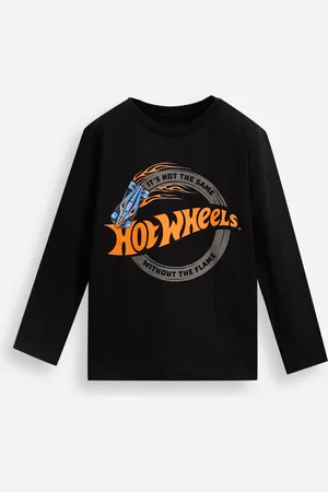 C&A Blusa de algodão infantil manga longa hot wheels preta