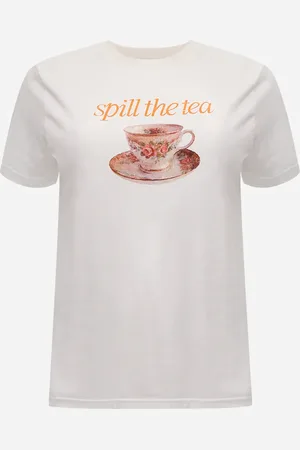 C&A Camiseta feminina de algodão spill the tea mindset plus size