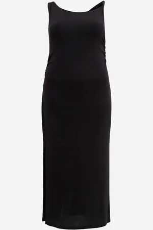 C&A Vestido longo de viscose franzido com fenda mindset plus size