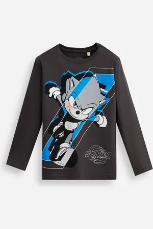 C&A Camiseta infantil de algodão sonic manga longa cinza