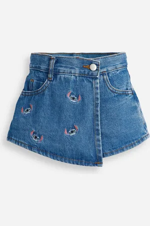 C&A Short saia juvenil jeans transpassado stitch azul