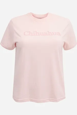 C&A Camiseta feminina de algodão chihuahua mindset plus size rosa