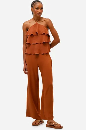 C&A Calça reta feminina texturizada
