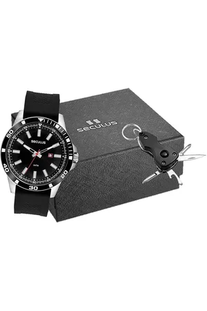 C&A Kit relógio masculino seculus 44227g0svnu1k analógico calendário prateado