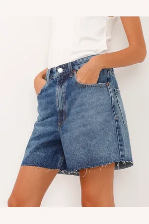 C&A Short midi jeans com barra corte à fio azul