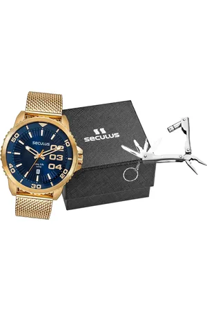C&A Kit relógio masculino seculus 77222gpsvda6k analógico calendário
