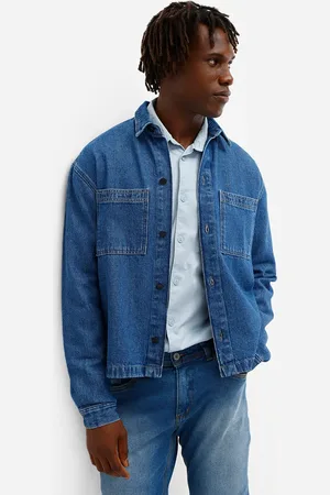 C&A Camisa overshirt masculina jeans azul