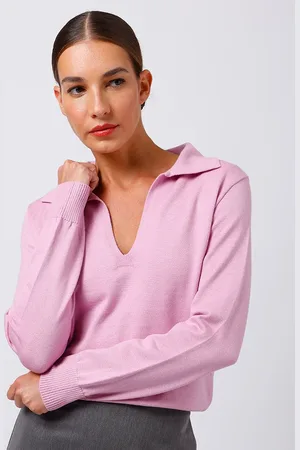C&A Polo feminina de tricot gola v manga longa mindset