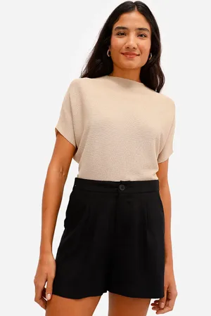 C&A Blusa feminina de tricot canelada bege