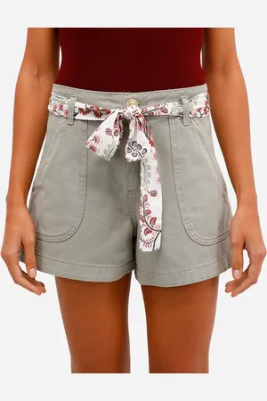 C&A Short feminino de sarja com faixa verde