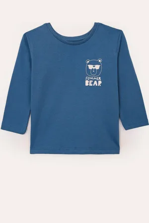 C&A Camiseta de algodão infantil urso summer bear azul