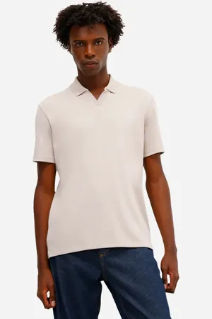 C&A Polo masculina de algodão peruano manga curta cinza