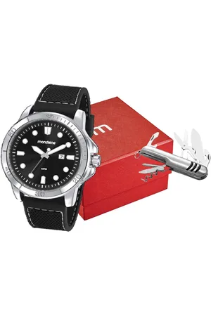 C&A Kit relógio masculino mondaine 99413g0mvni2kh analógico-calendário prateado