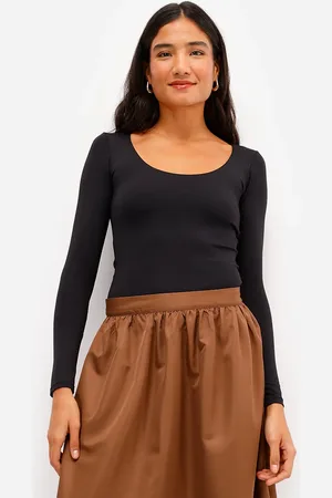 C&A Blusa feminina de poliamida manga longa preta