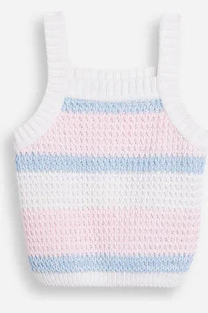 C&A Cropped de tricot infantil listrado azul