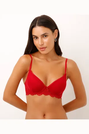 C&A Sutiã meia taça com tule e renda vermelho