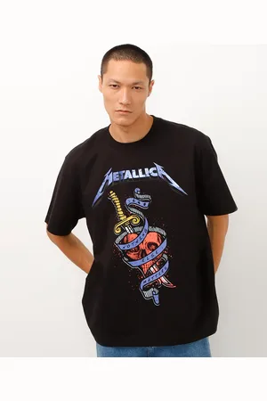 C&A Camiseta de algodão fit manga curta metallica preta
