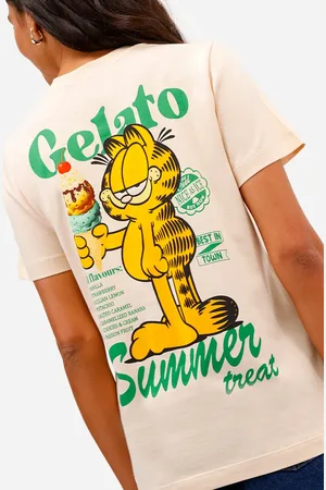 C&A Camiseta feminina de algodão garfield bege