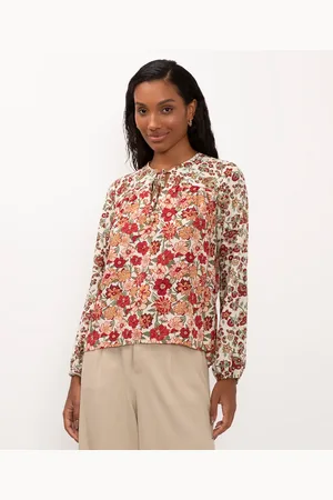 C&A Bata de viscose floral manga longa bege