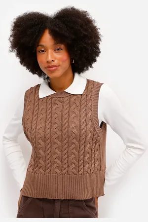 C&A Colete feminino de tricot texturizado marrom