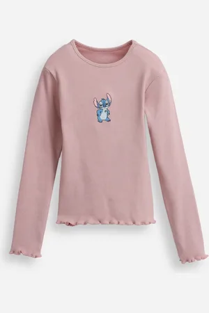 C&A Blusa de algodão infantil com fru fru stitch rosa