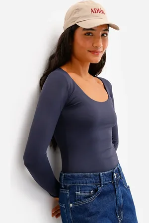C&A Blusa feminina de poliamida manga longa azul