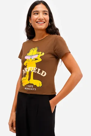 C&A Camiseta feminina de algodão manga curta garfield