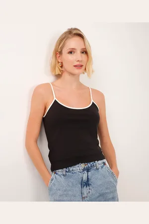 C&A Blusa de algodão peruano bicolor preta