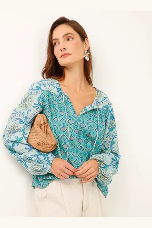 C&A Bata com lurex manga bufante azul