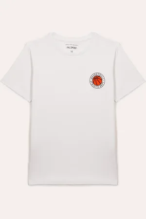 C&A Camiseta de algodão infantil basquete branca