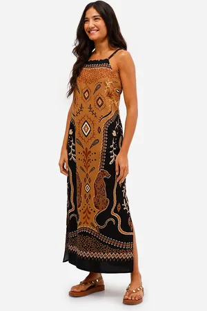 C&A Vestido midi feminino de algodão paisley