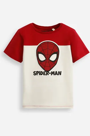 C&A Camiseta infantil de algodão com recorte homem aranha bege