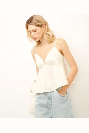 C&A Blusa peplum acetinada amarela