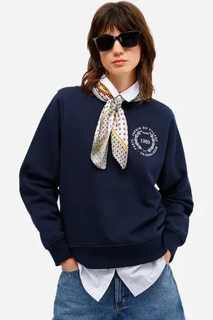 C&A Blusão feminino de moletom felpado estampado azul
