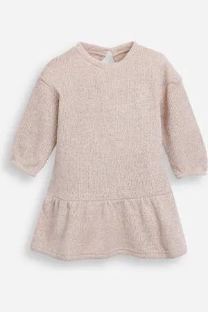 C&A Vestido infantil manga bufante com lurex bege