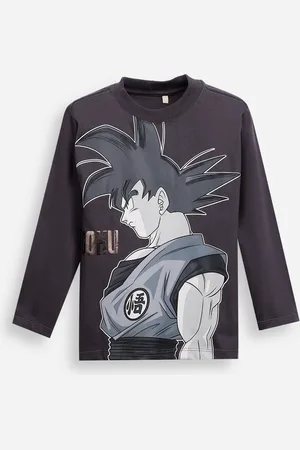 C&A Camiseta infantil de algodão manga longa goku cinza