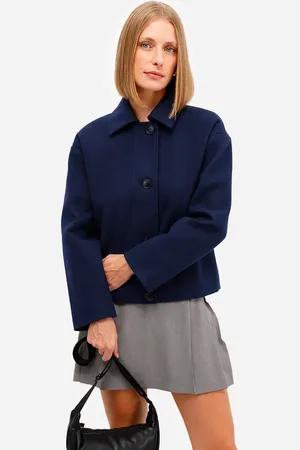 C&A Casaco feminino com bolsos texturizado azul