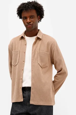 C&A Camisa masculina manga longa canelada bege