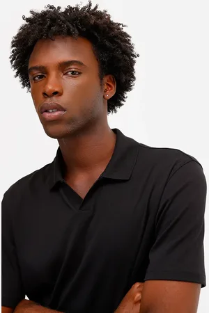 C&A Polo masculina de algodão peruano manga curta preta