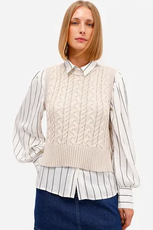C&A Colete feminino de tricot texturizado bege