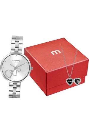 C&A Kit relógio feminino mondaine 32712l0mkne2k1 analógico prateado