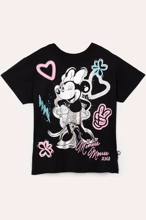 C&A Blusa infantil disney oversized minnie manga curta