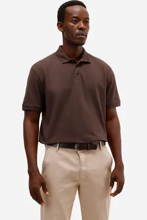 C&A Polo masculina de algodão texturizada manga curta marrom